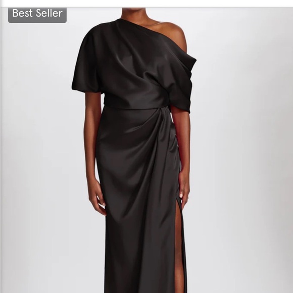 🆕Amsale Fluid Satin Off-the-Shoulder Gown 6 - Picture 3 of 10
